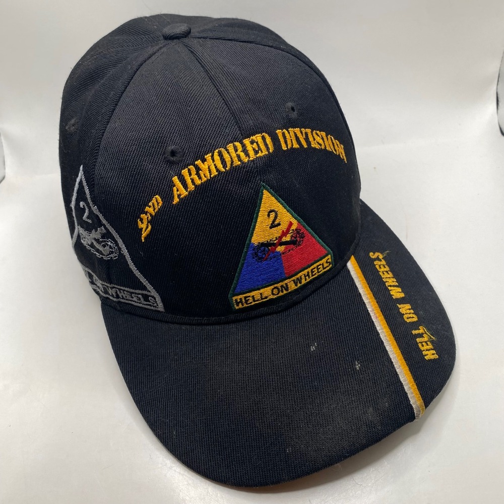2nd Armored‎ Division Hat Hell on Wheels Military Veteran Baseball Cap Black